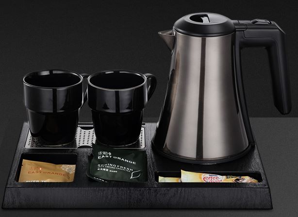 Kit petit-déjeuner d'hôtel plateau + bouilloire